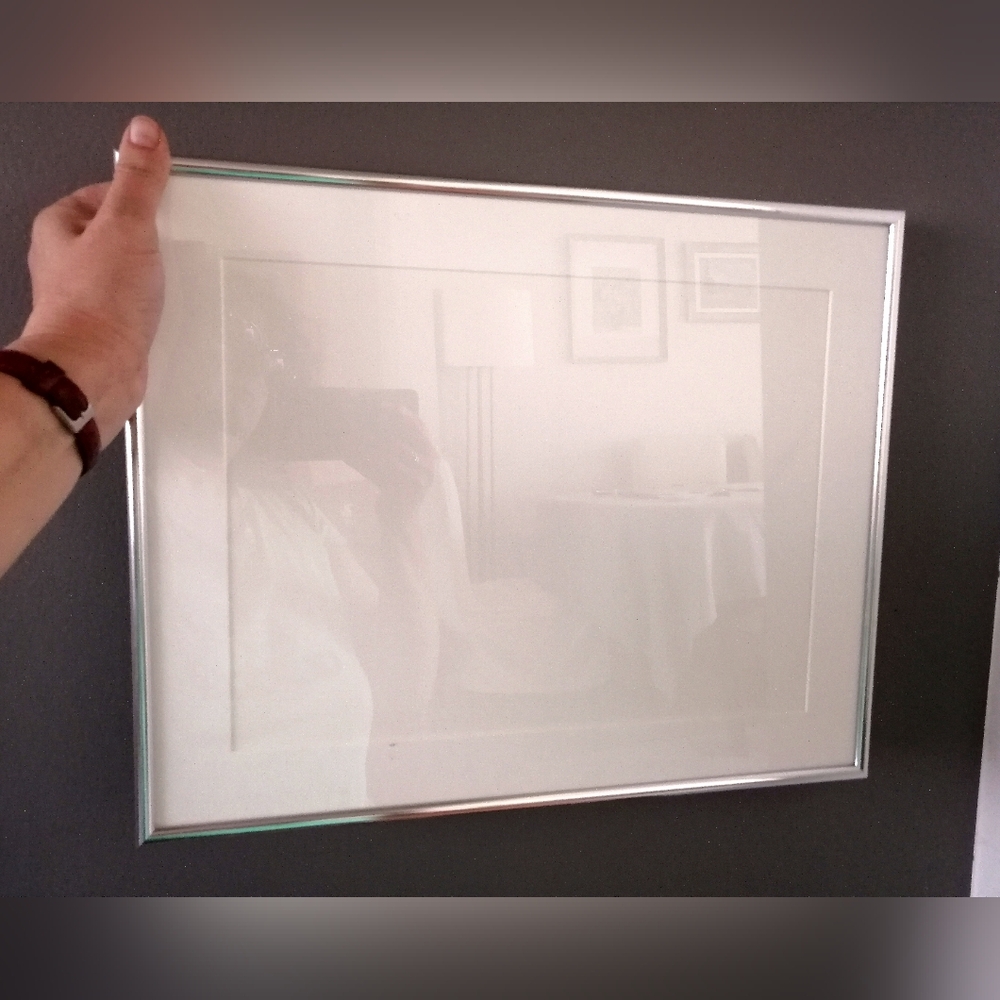 High Quality Silver Picture Art Frame Matted White,  Landscape, Ready To Hang